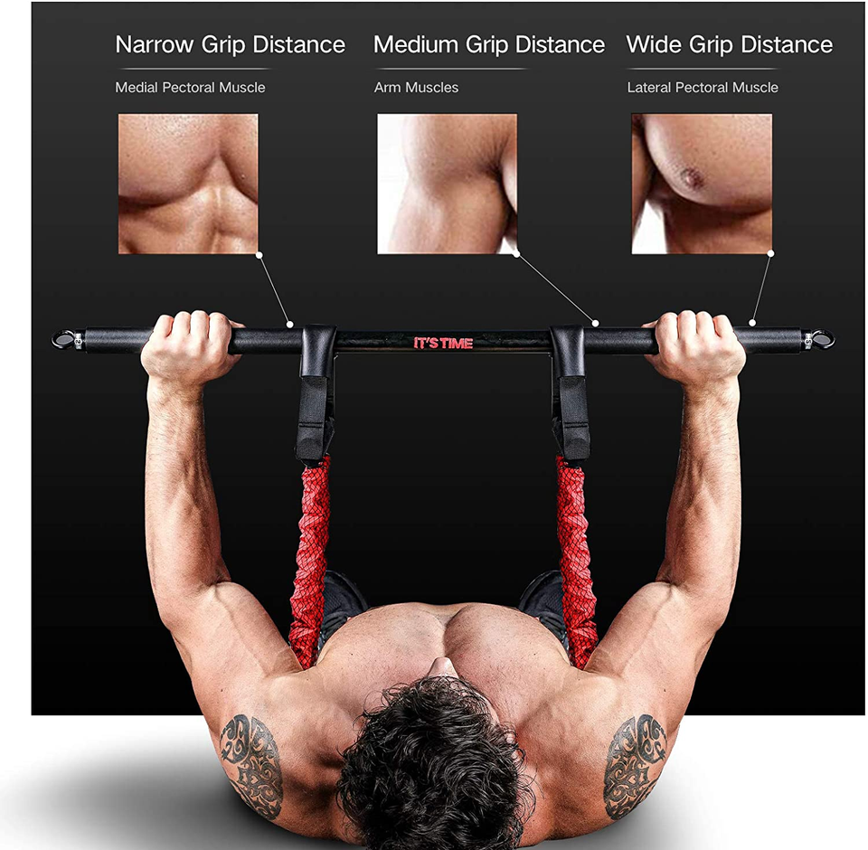Innstar Adjustable Bench Press up Resistance band Bar set Yoga Exercise Home Gym